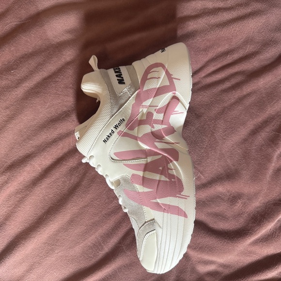 NWT Naked Wolf Track Logo Pink Size 11 US 41 EU. Graffiti Platform Sneakers - Picture 2 of 5